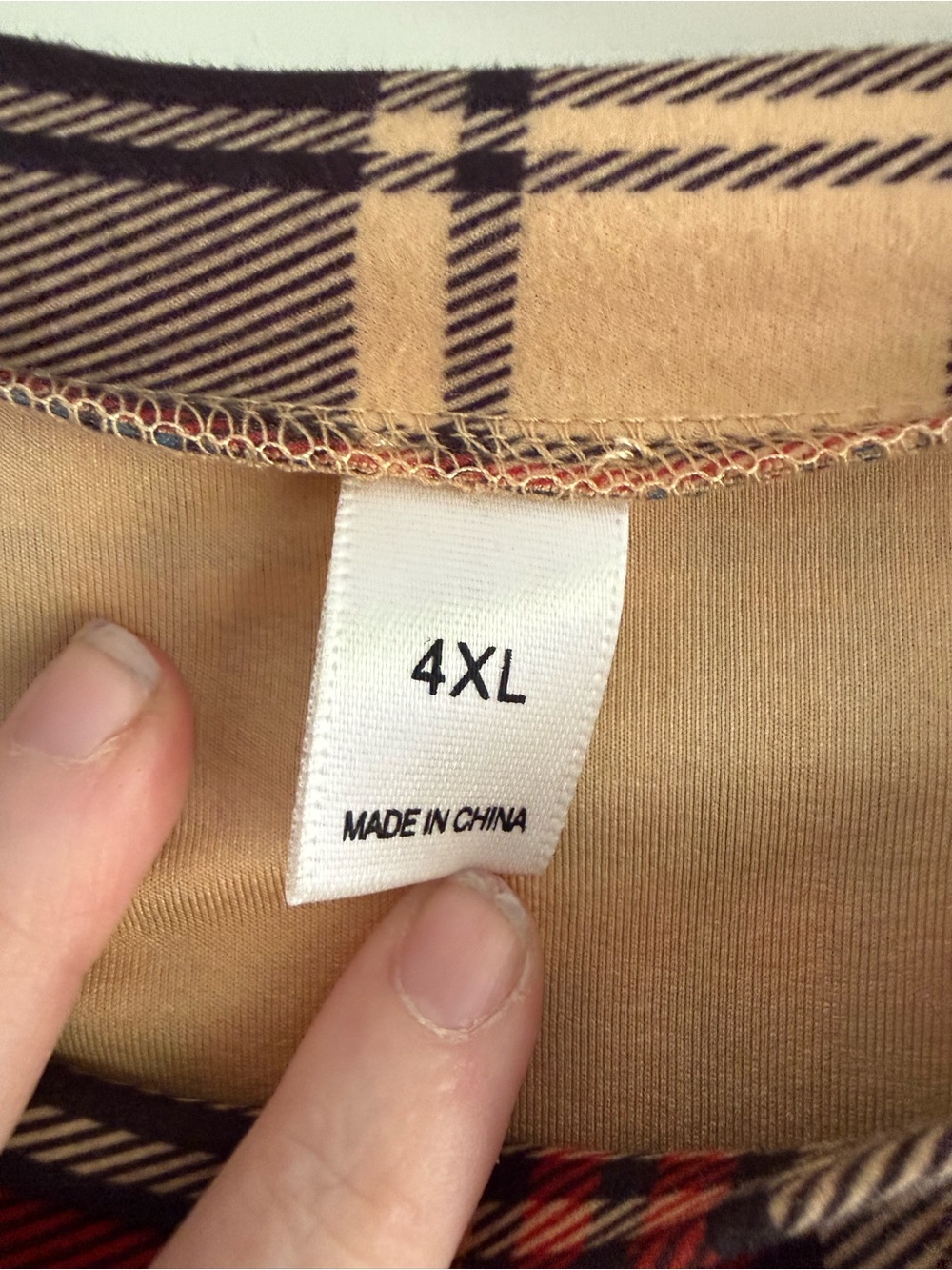 Plaid Midi Wiggle Dress in Tan and Red - Classic Comfortable Fit - Picture 3 of 4